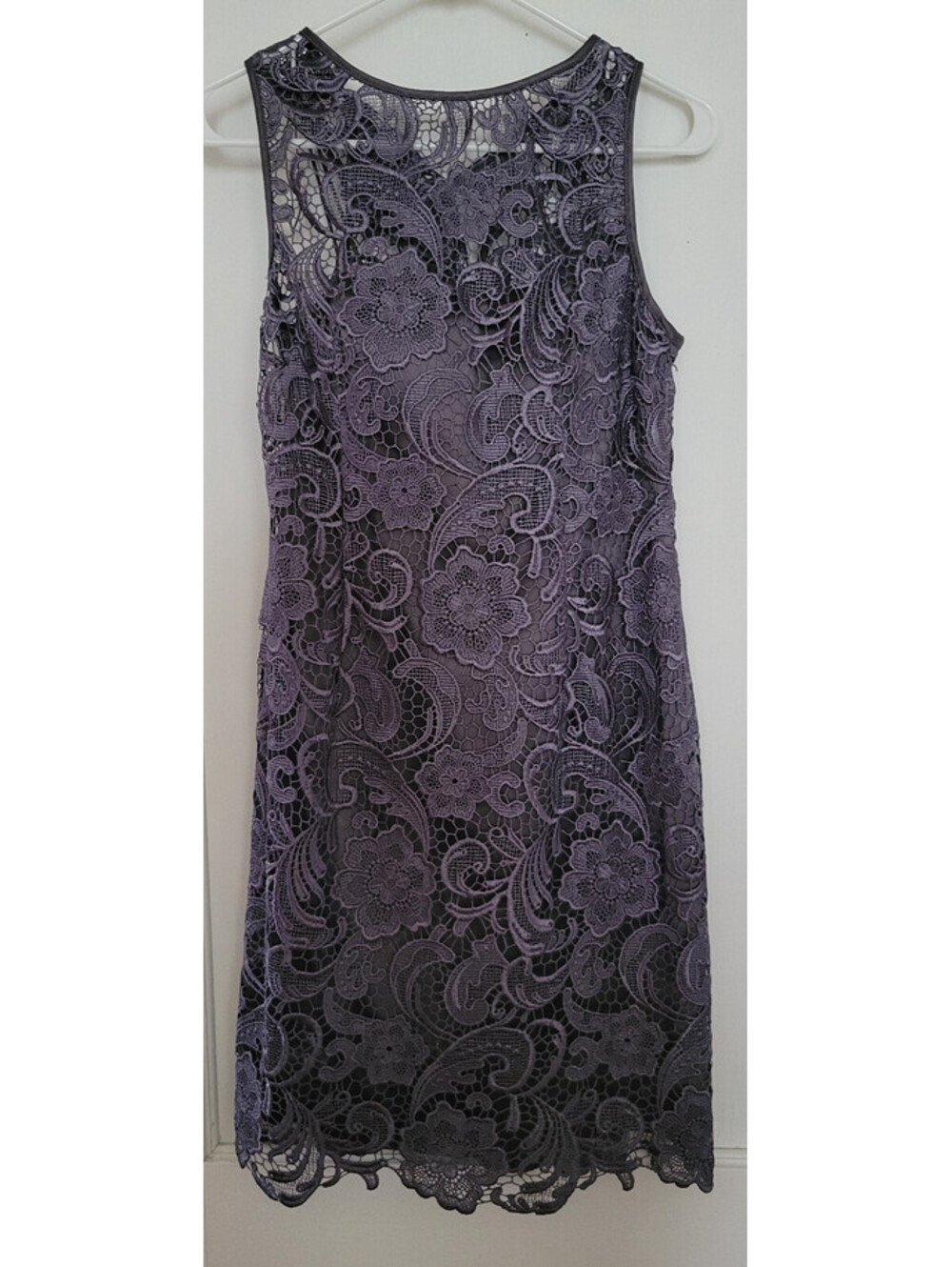 Adrianna Papell Gunmetal Lace Sheath Dress Women’s 6 Petite Cocktail Dress